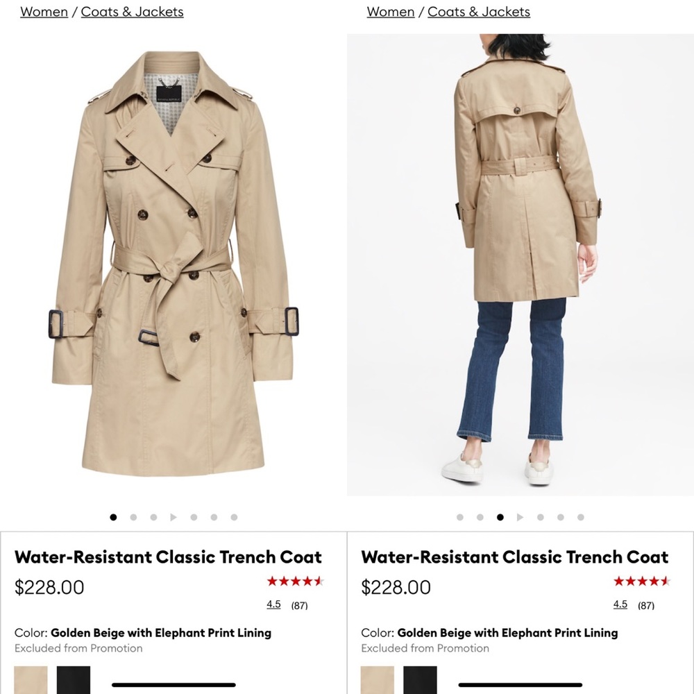 Banana Republic Water-Resistant Trench Coat